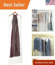 Reusable 50 Pack Clear Plastic Garment Bags for Hanging Clothes - 21x72 Inches