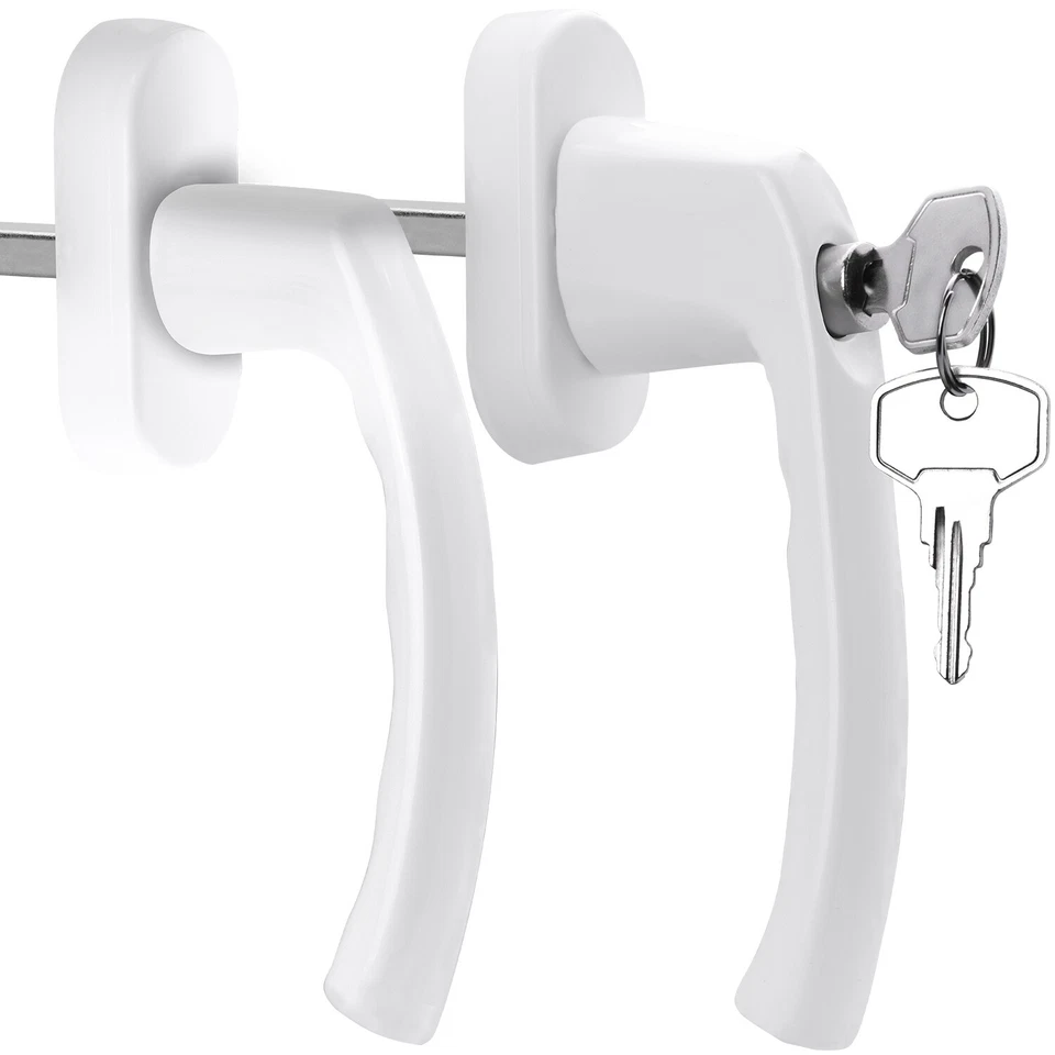 FENSTERGRIFF Aluminium Griff ergonomisch Standard weiß mit Schloss Druckknopf - Bild 1 von 1