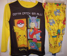 POKEMON Pikachu Characters Flame Resistant 2 Piece Pajama PJ Set Boys Size 8 NWT