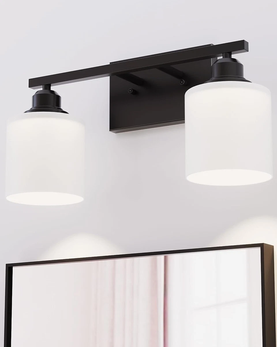 2 Light Bathroom Vanity Light Anti Rust Matte Black Bathroom Light Fixtures Over
