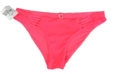 Tinibikini Bikini Bottom Bright Salmon Ribbed Microfiber Strappy Size: Medium