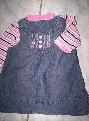 Allerliebstes Jeanskleid, mit Stickereien + ''Kanz''Shirt, neuw. Gr.56/62