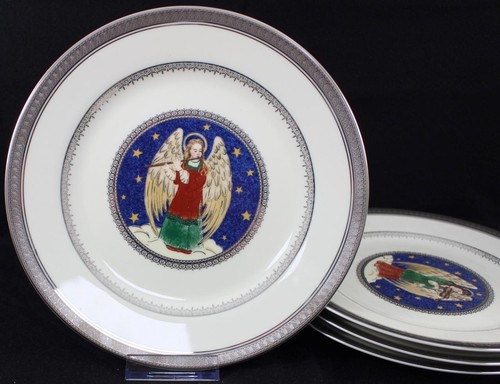 Mikasa Angel Platinum Set of Four Accent Luncheon Plates Various Designs