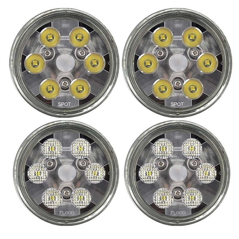 PAR36 Led Kit Pack 2Pcs Flood + 2Pcs Spot Beam Work Light Replace 4411 24443