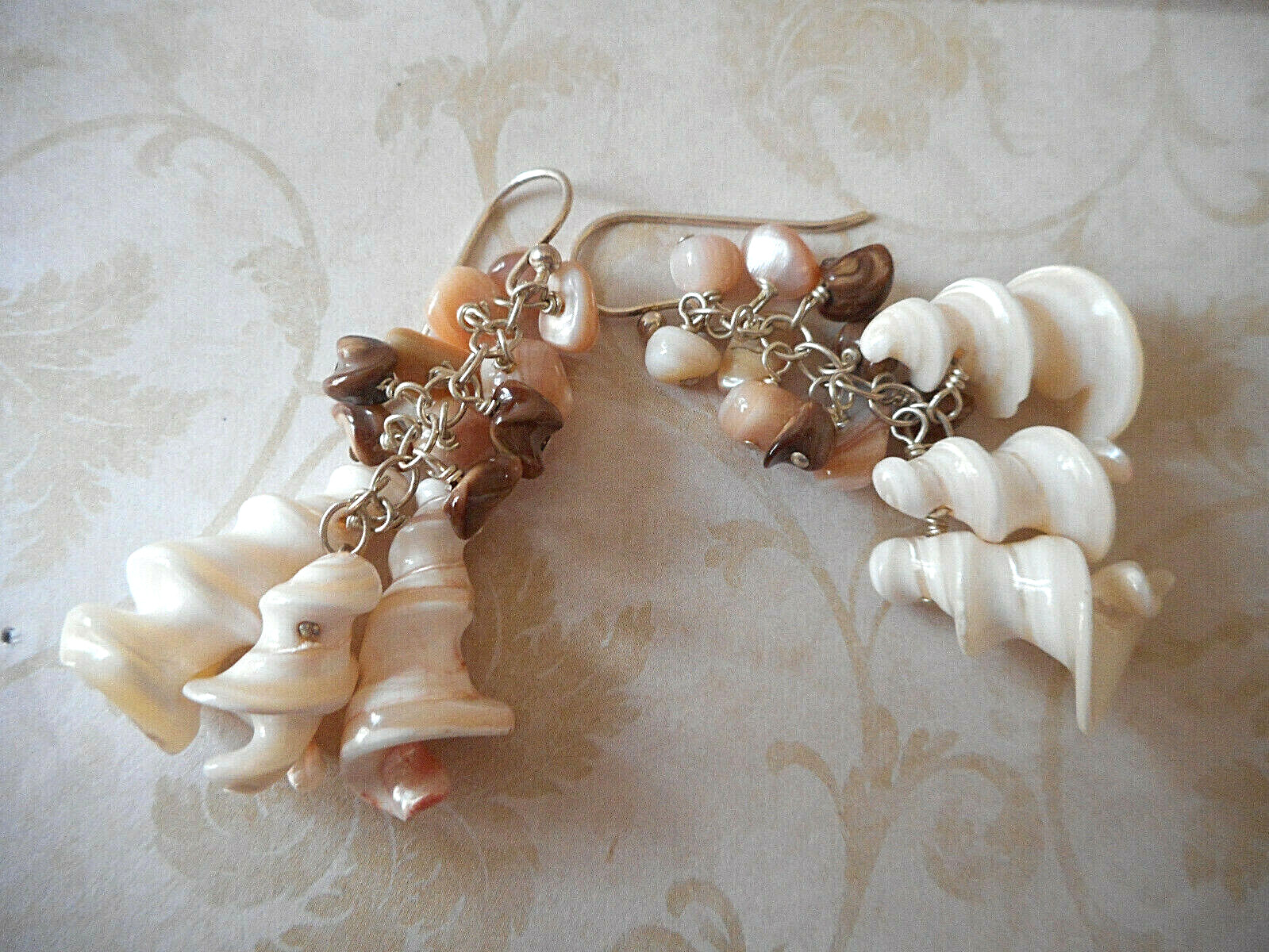 Sterling Silver Polished Shell Dangle Earrings  R… - image 8