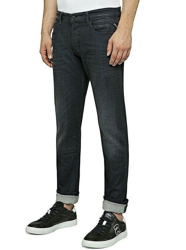 Jeans uomo REPLAY taglia W33 mod. DONNY slim skinny pantalone elasticizzato  nero | eBay