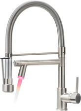 Brushed Nickel Kitchen Faucet with Pull Down Sprayer and LED Light