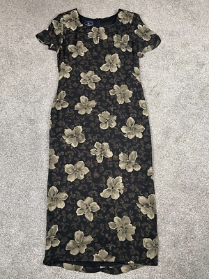 #ad Vintage Chelsea Cambell Dress WOmens 2P Petite 100% Silk Floral Whimisgoth Fairy $15.00