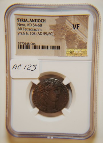 Nero, NGC VF, AR Tetradrachm, AD 59/60, Great Profile, Antioch, Eagle Rev AC123 - Picture 3 of 5
