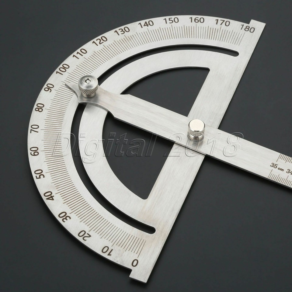 Angle Ruler Round Head Stainless Steel Protractor 180 degree Rotary Round Head Hollow Angle ...