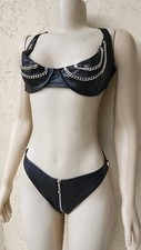 THE FEDERATION ALTERNATIVE CLOTHING LEATHER ZIP CROTCH BOTTOM BRA UK 14 US 10