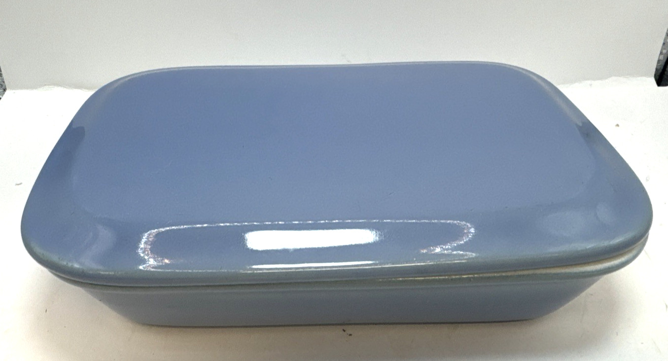Vintage Hall Blue Covered Casserole Refrigerator Dish Art Deco Numbered