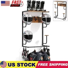 Motorcycle Helmet Rack Wall Mount, Helmet Stand, Display Rack With Clips & Hooks