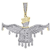 10K Gelbgold Pave Charm Geldbeutel AnhäNger Rund Diamant 1/2 CT Unisex