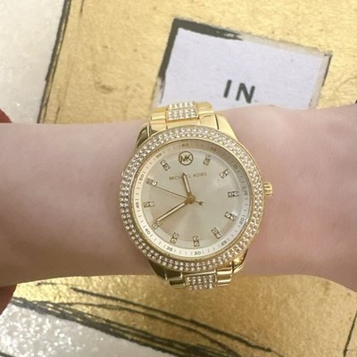 Michael Kors MK4575 Tibby Three-Hand Glitz Gold Steel Strap Watch