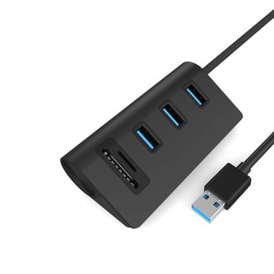 USB 3.0 Hub 3Port Aluminum 2Slots Card Reader Combo Fits iMac MacBook PC