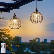 Twinkvilla Remote control Hanging Light  Outdoor Chandelier with LED Bulbs 2 pcs