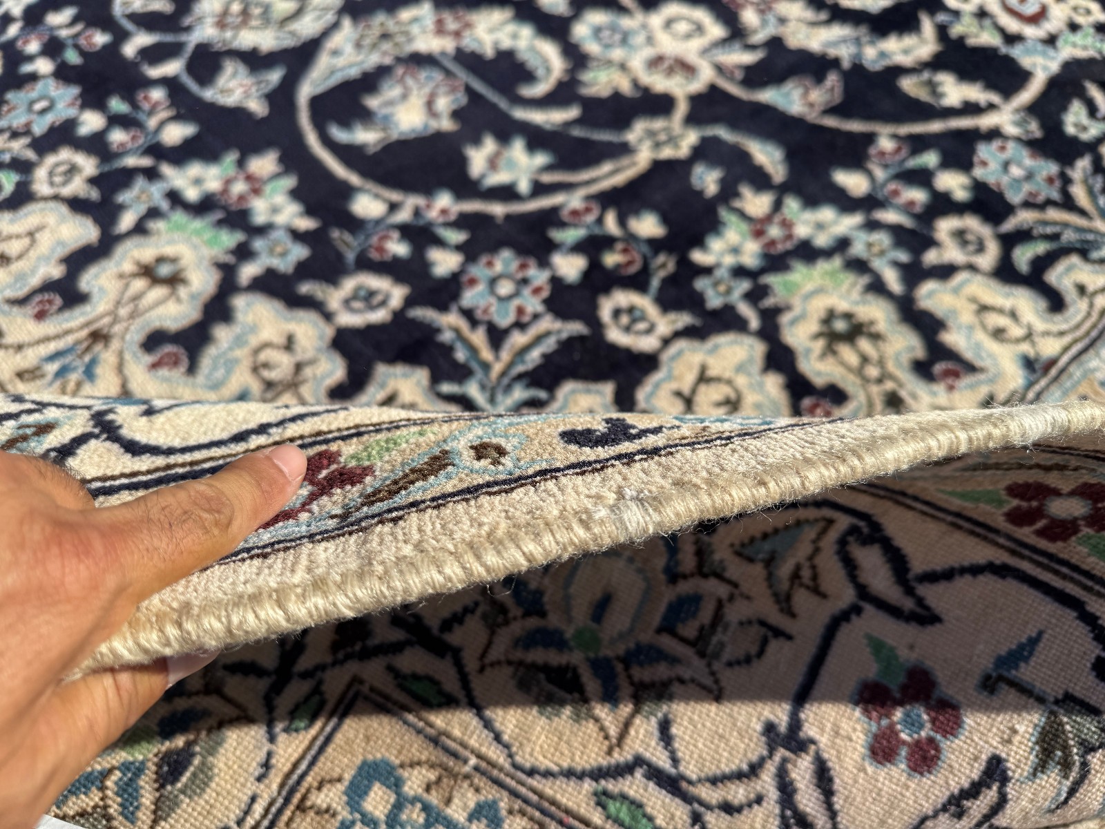 7x10 BLUE ORIENTAL RUG ANTIQUE wool vintage handmade handwoven fine 6x9 7x9 6x10