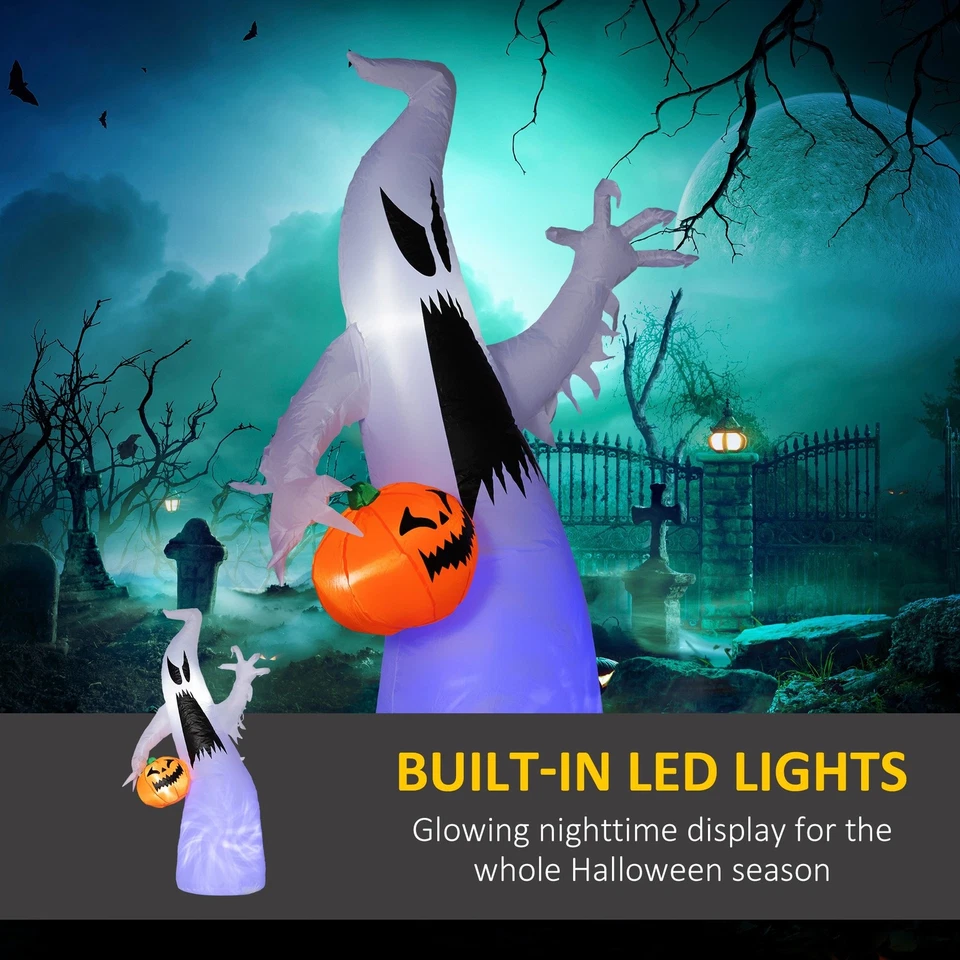 Fantasma inflable de Halloween de 5,9' con calabaza, decoración de miedo al aire libre LED para patio Foto 4 de 4
