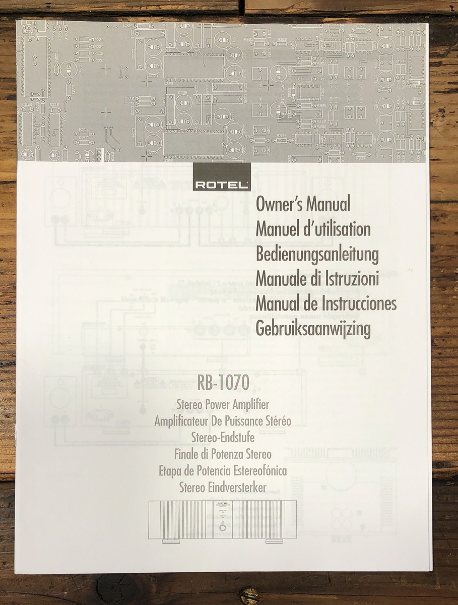 Rotel RB-1070 Amplifier Owners / User Manual *Original*