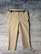 Ann Taylor Pants Womens 12 Beige Cotton Twill Straight Leg Ankle Dress Eva Curvy