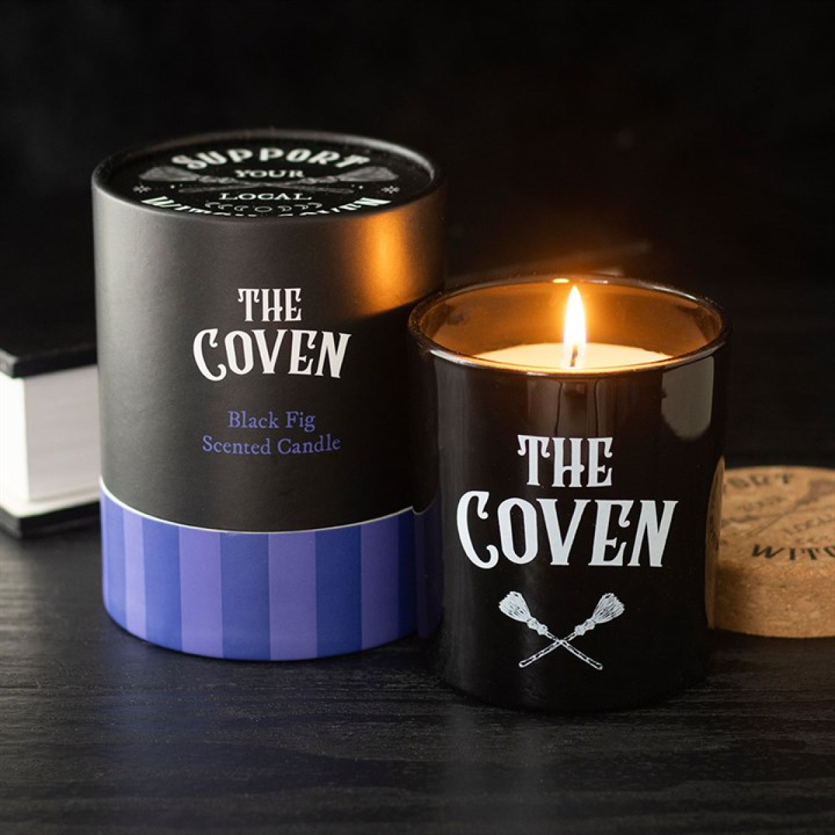 The Witches Coven Black Fig Scented Glass Candle with Cork Lid