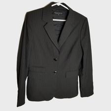 Antonio Melani Blazer Women's 8 Suit Jacket Black On Black Stripe Lined 2 Button