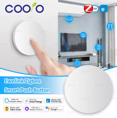 Zigbee Smart Push Button Wireless Switch Battery Powered Intelligent Scene