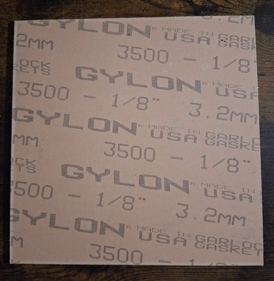 Gasket Sheet Material Garlock Gylon 3500 Square 8'' x 8'', 1/8'' Thick