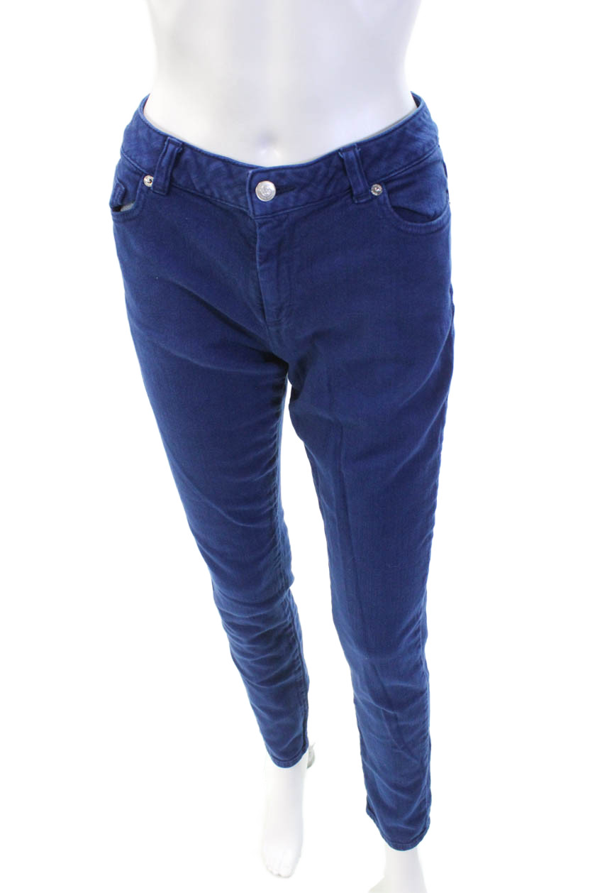 Michael Kors Womens Cotton Mid-Rise Zip Skinny Denim Jeans Blue Size 8