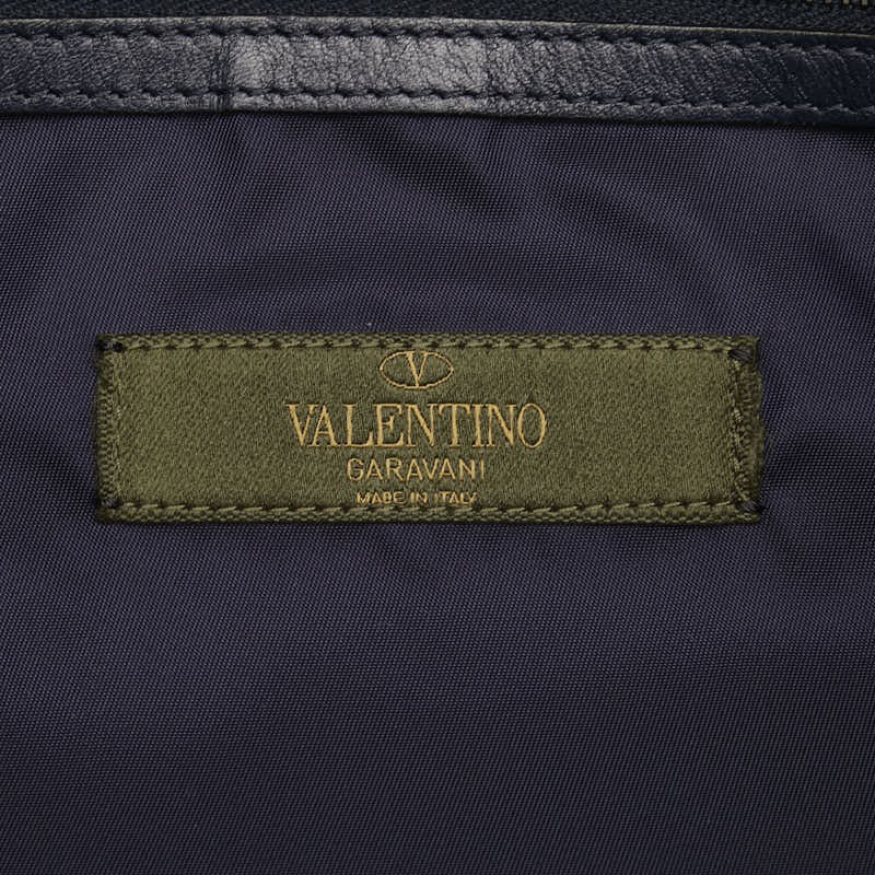 Valentino Camouflage Studded Nylon Tote Shoulder Bag Navy Blue Multicolor Used thumbnail 8