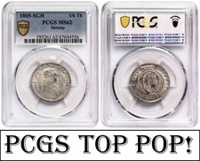 i-650343 German States SAXONY-ALBERTINE ⅙ Thaler 1805 SGH. PCGS MS 62. Top Pop