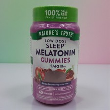 Natures Truth Melatonin 60 Gummies 1Mg Cherry Pomegranate Flavor Vegan EXP 9/26