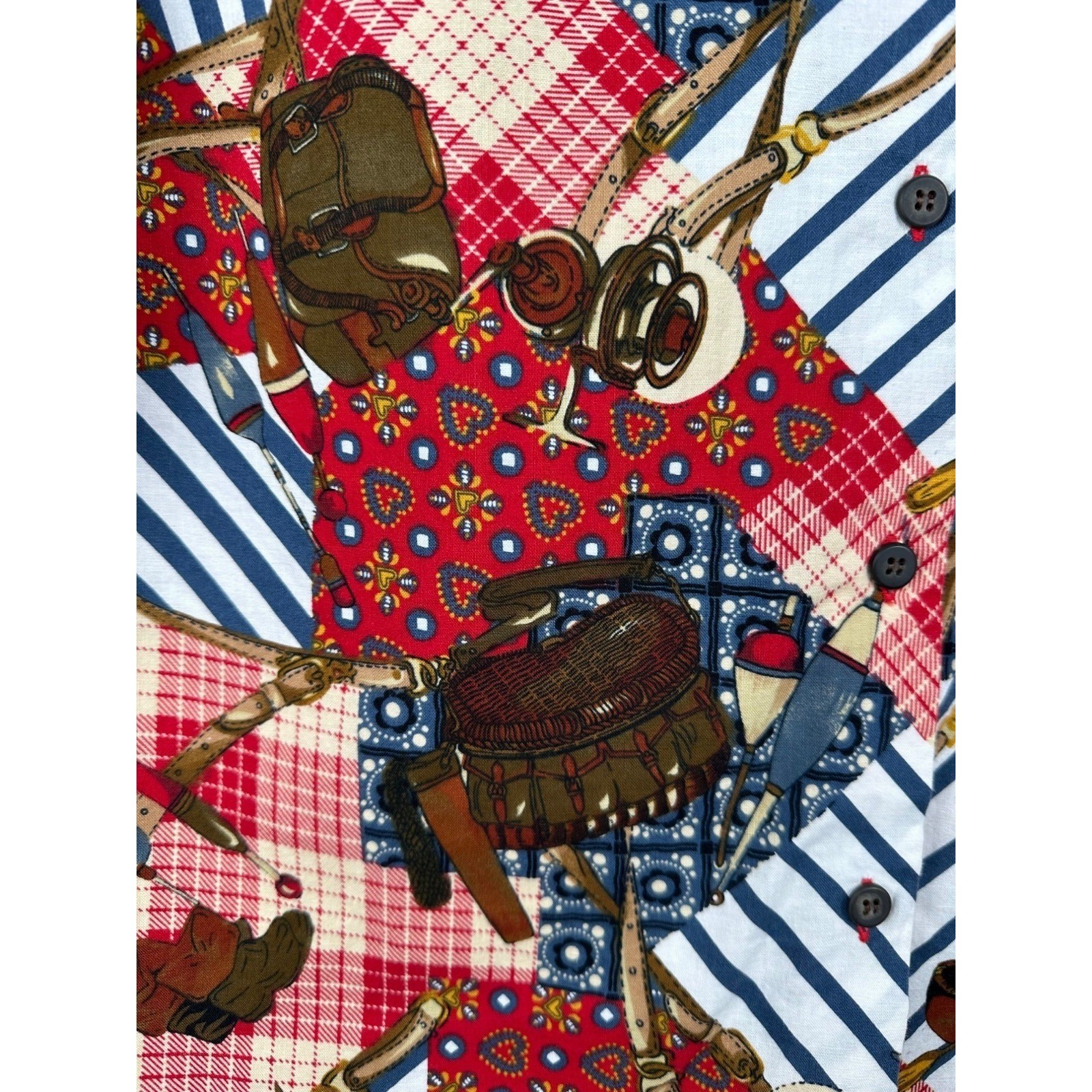 Orvis Patchwork Print Button Down Shirt Long Slee… - image 8