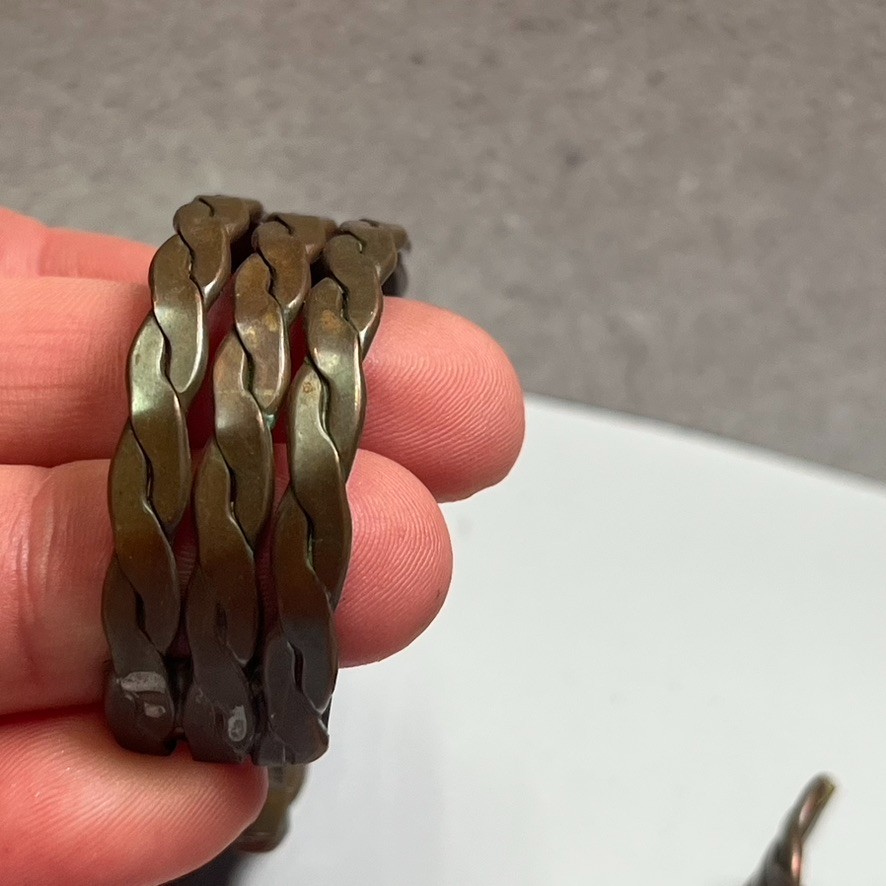 3- Solid Copper Braided Cuff Bracelet Vintage Ban… - image 3