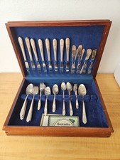 WM Rogers I.S. Silverplate flatware set in chest 72 pieces blue chest