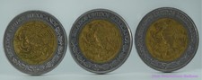 3 Vintage $5 Nuevos Pesos 1993 & 1997 Bi Metallic Coins