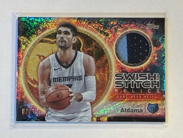 2025-26 Topps NBA Santi Aldama Swish Stitch Relics Black Holo Foil /10 1:9,881