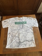 Vintage Washington State Road Map All Over Print T-Shirt USA Made XL Seattle