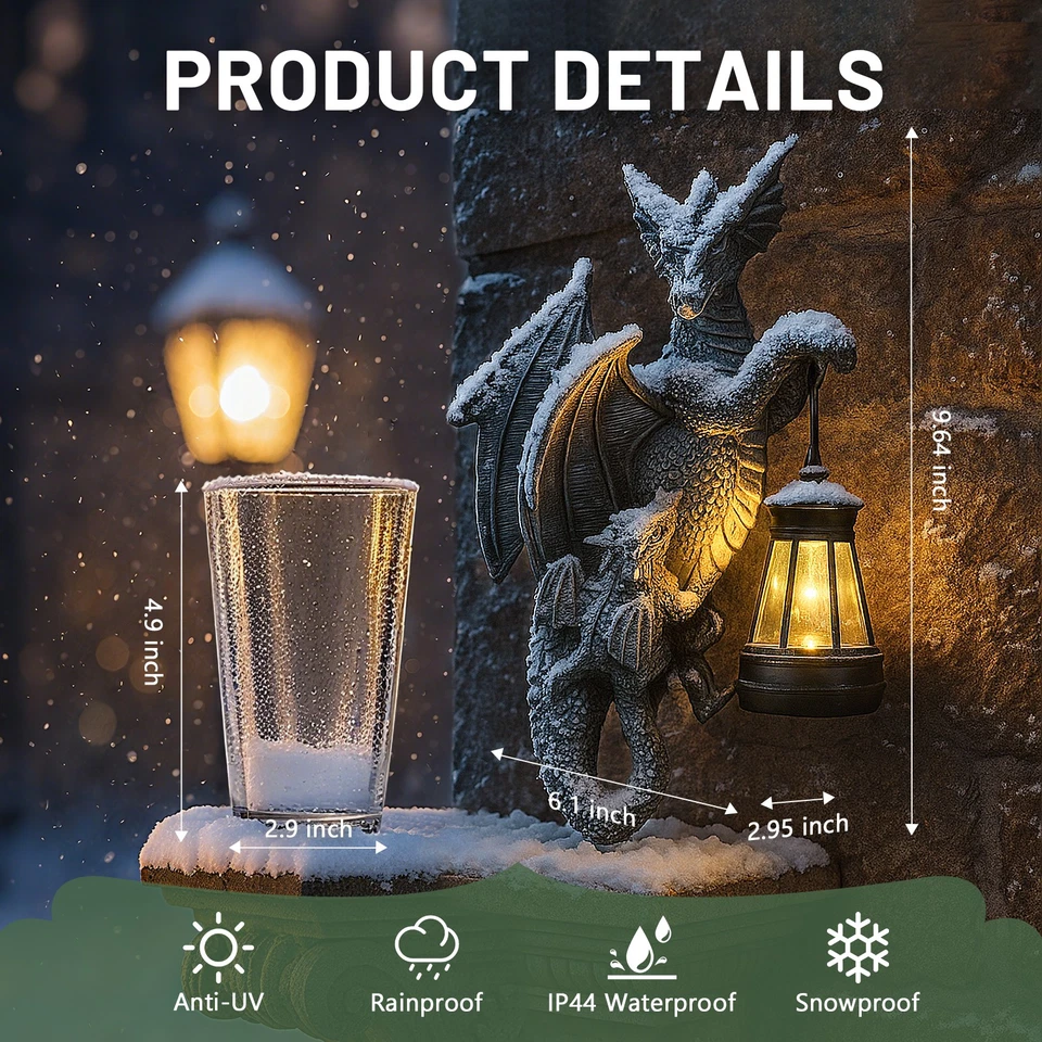 Impresionante Estatua Solar Dragón Árbol - Adorno Iluminado Decorativo Jardín Exterior Foto 3 de 4