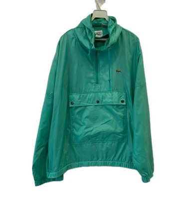 Vtg 80s IZOD Lacoste Anorak Windbreaker Jacket Men s Large Teal Mint Hooded#227