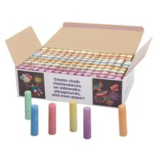 Giant Box of Jumbo Sidewalk Chalk, 126 Pieces, 9 Colors Bulk Set Color Splas...