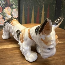 Vintage Scottie Dog Terrier Figurine Ceramic Scottish Mid Century 3" H x 5" Long