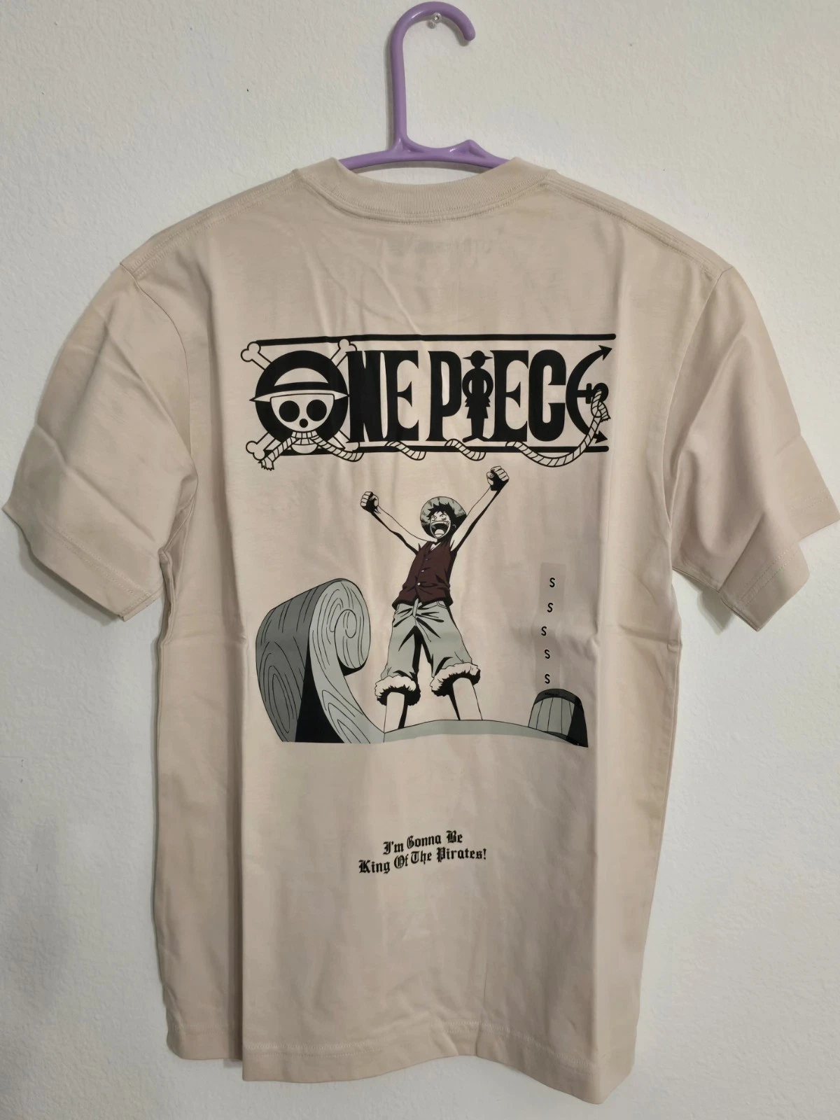 Uniqlo ONE PIECE Anime 25th Short Sleeve Beige Pirate King Unisex Size S NEW