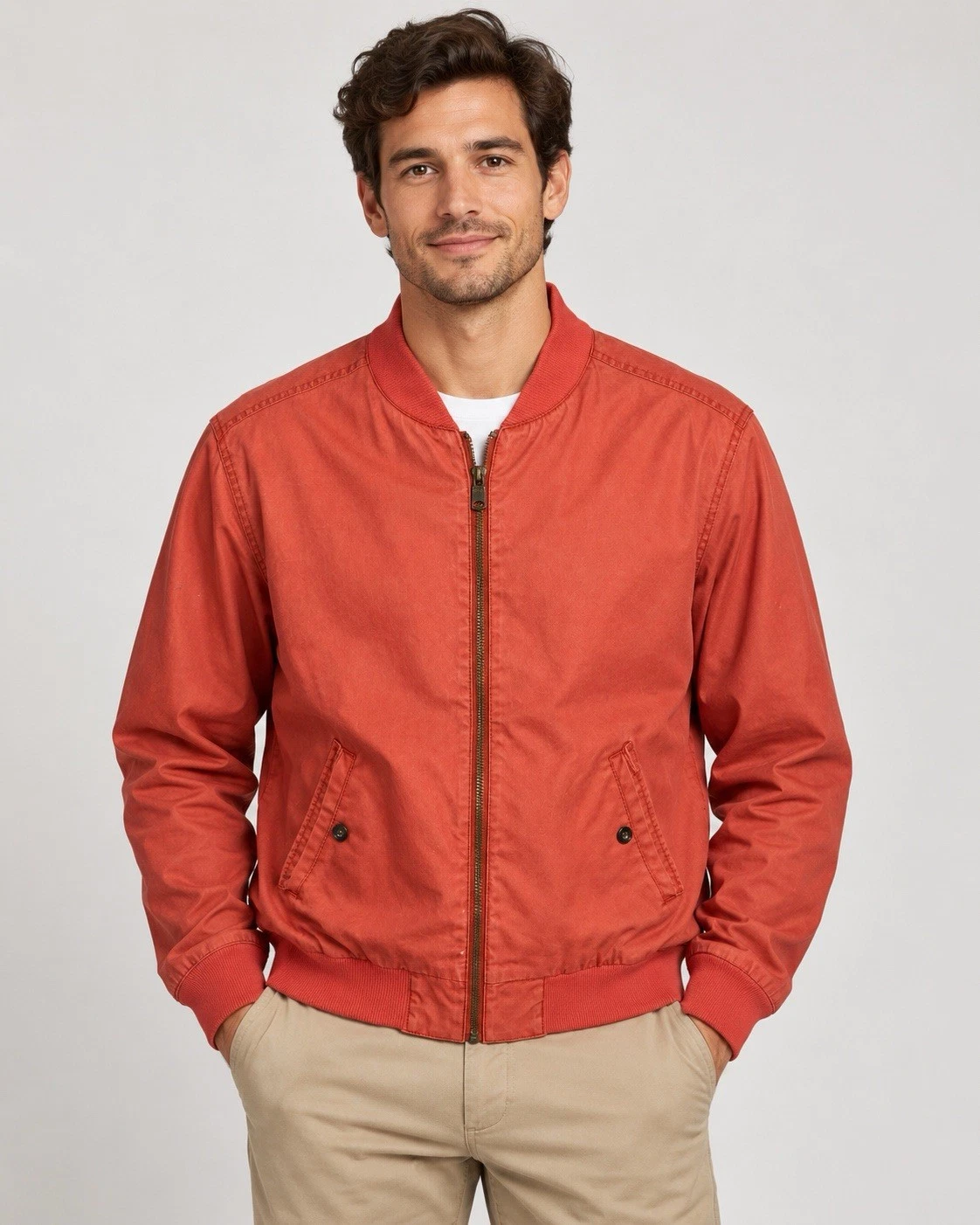 Jack Spade Warren Street New York Mens XL Red Orange Bomber Jacket Zip Front 2Ab image 1