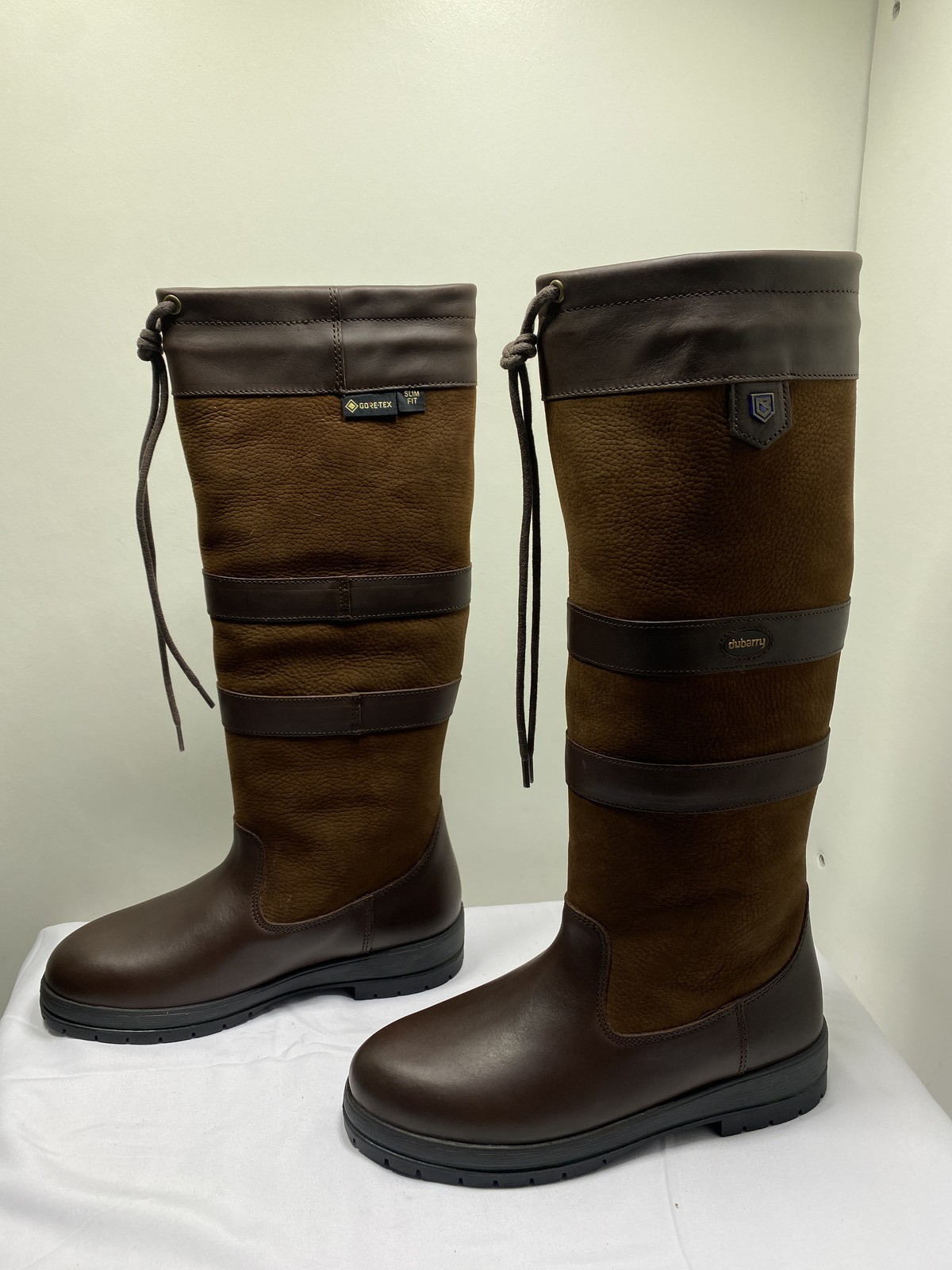 Dubarry Womens Galway Slim-Fit Boots Size 7.5-8 Knee-High Drawstring Waterproof