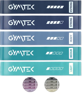Gymtek® Widerstandsbänder Fitnessbänder Set Resistance Bands - 5 Stück 0.5-30 kg