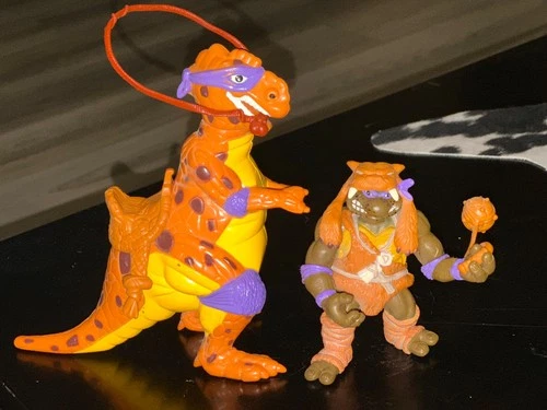 1993 VTG Playmates TMNT Ninja Turtles Cave Man Don Trippy Tyrannosaurus rare HTF