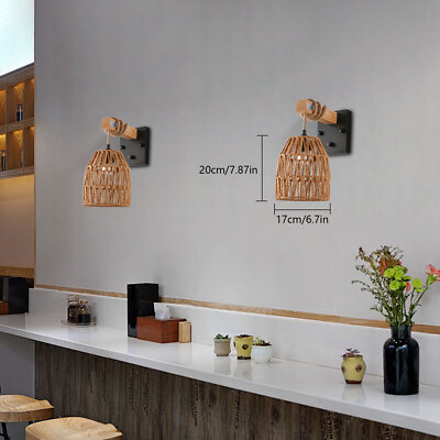 2pcs Boho Wood Color Farmhouse Hallway Wall Lamp Wall Sconce Loft Light Fixture