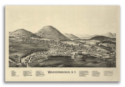 Warrensburgh New York 1891 Historic Panoramic Town Map - 24x36
